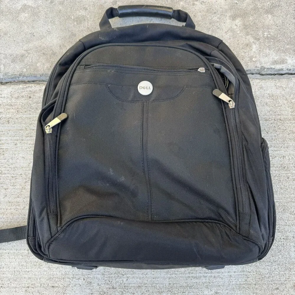 Black Dell Computer Laptop Backpack Padded 14.5x16.5 Read Description